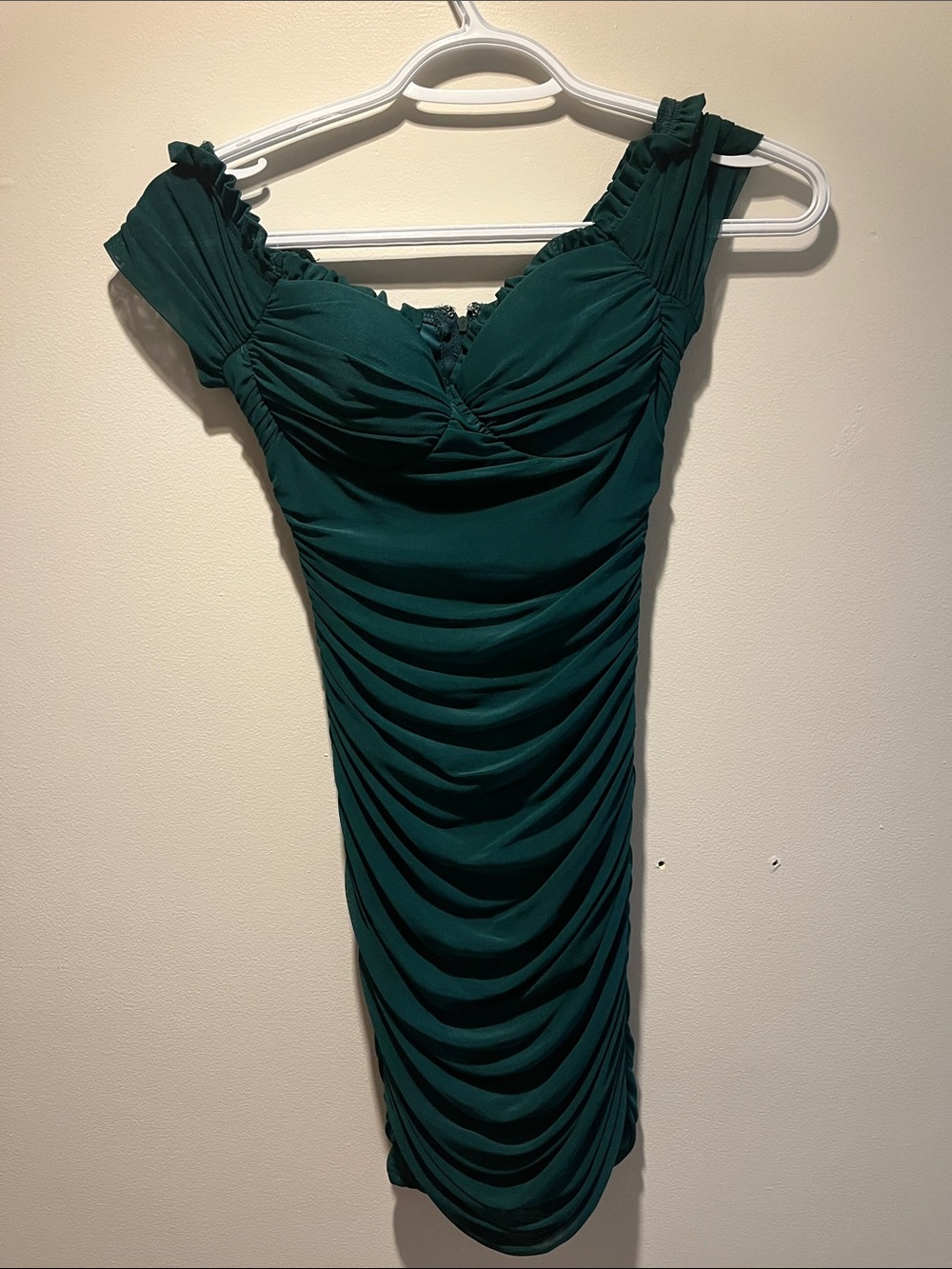 Windsor Emerald Green Ruched Mini Dress